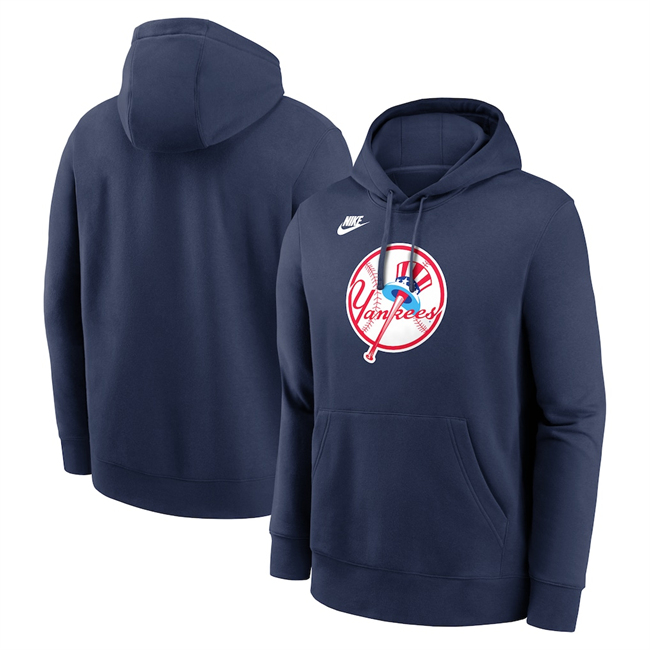 Men's New York Yankees Navy Cooperstown Collection Logo Club Pullover Hoodie